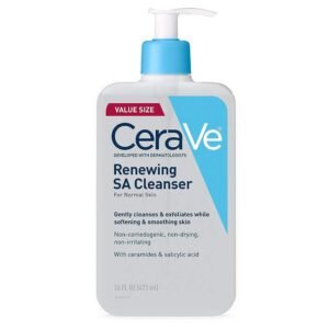 CeraVe Renewing Salicylic Acid Cleanser, Gentle BHA Exfoliating Face Wash Smooths & Softens Skin, Fragrance Free, 16 Ounce