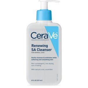 CeraVe Renewing Salicylic Acid Cleanser, Gentle BHA Exfoliating Face Wash Smooths & Softens Skin, Fragrance Free, 8 Ounce